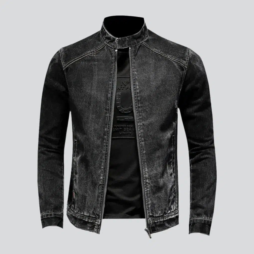Black biker men's jean jacket | Jeans4you.shop