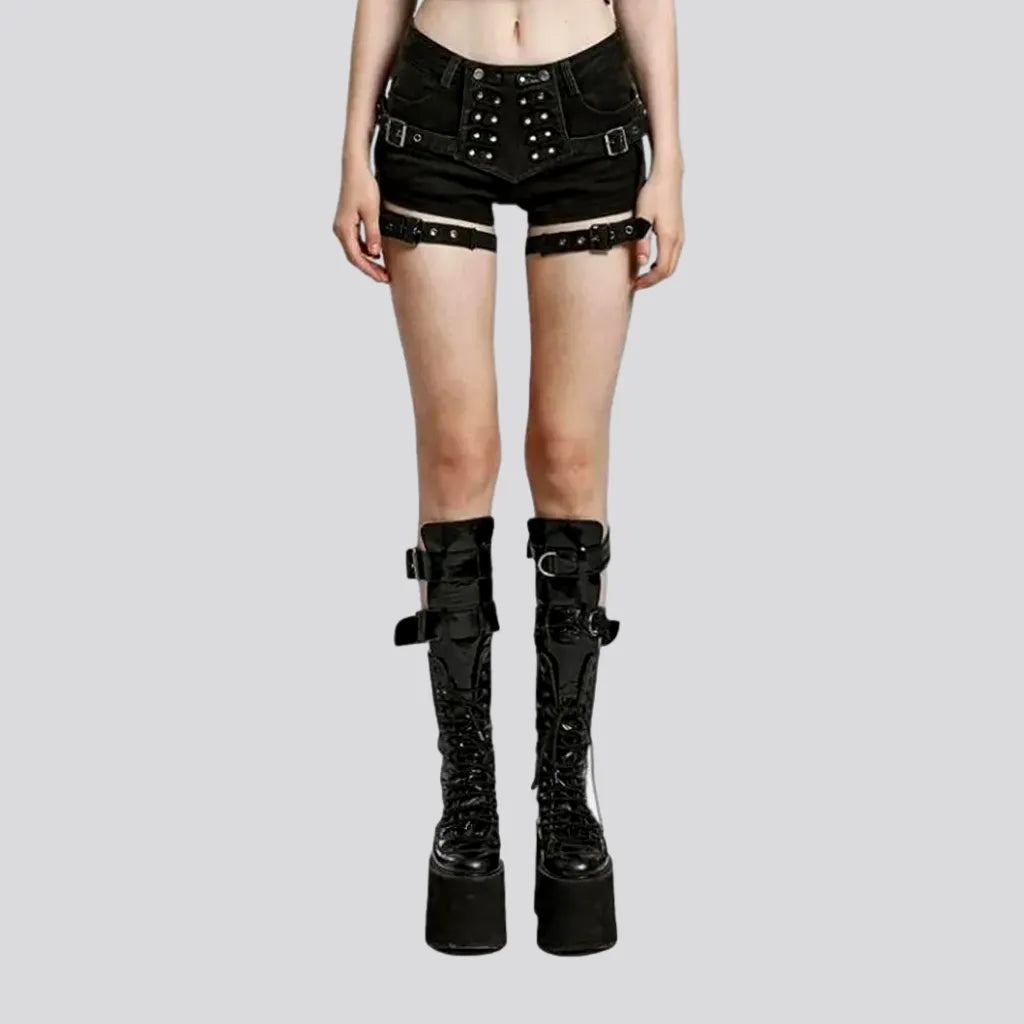 Black embellished jeans shorts
 for ladies | Jeans4you.shop