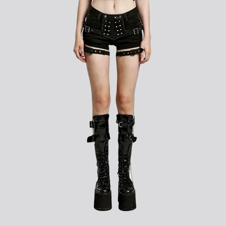 Black embellished jeans shorts
 for ladies | Jeans4you.shop