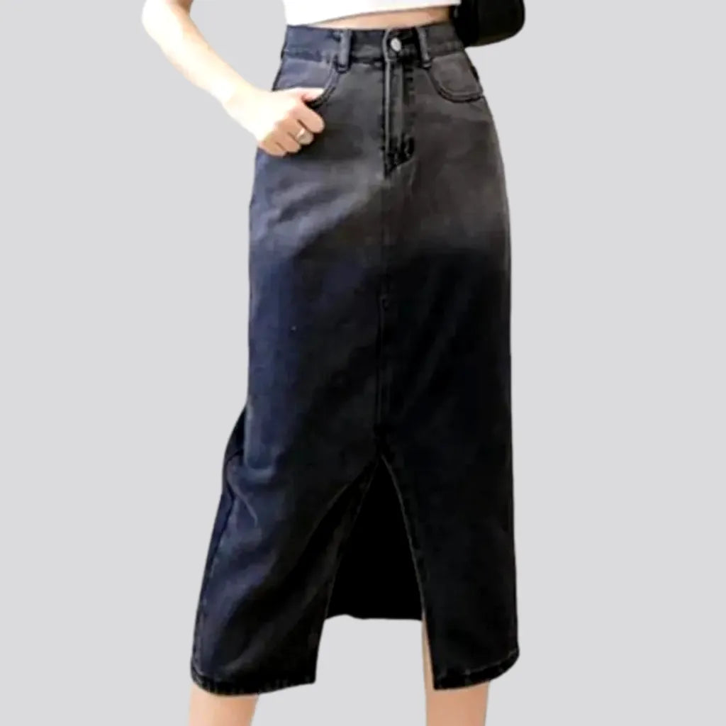 Black front-slit women's denim skirt | Jeans4you.shop