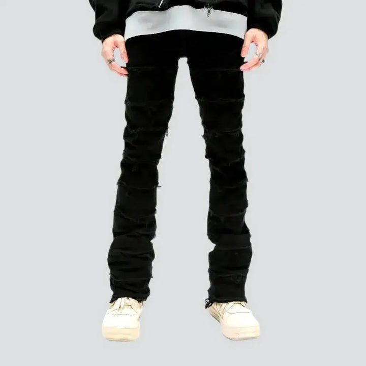 Black men's patchwork jeans | Jeans4you.shop