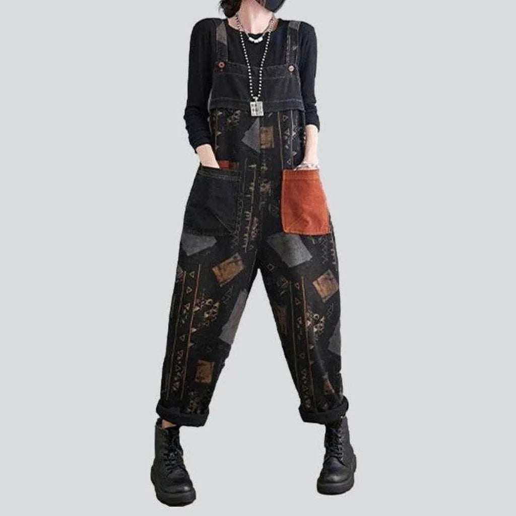 Black painted women's jeans overall | Jeans4you.shop