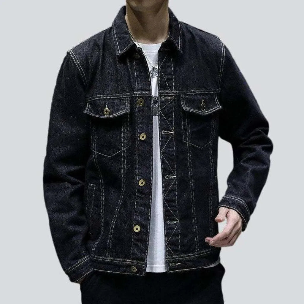 Black regular men's denim jacket | Jeans4you.shop
