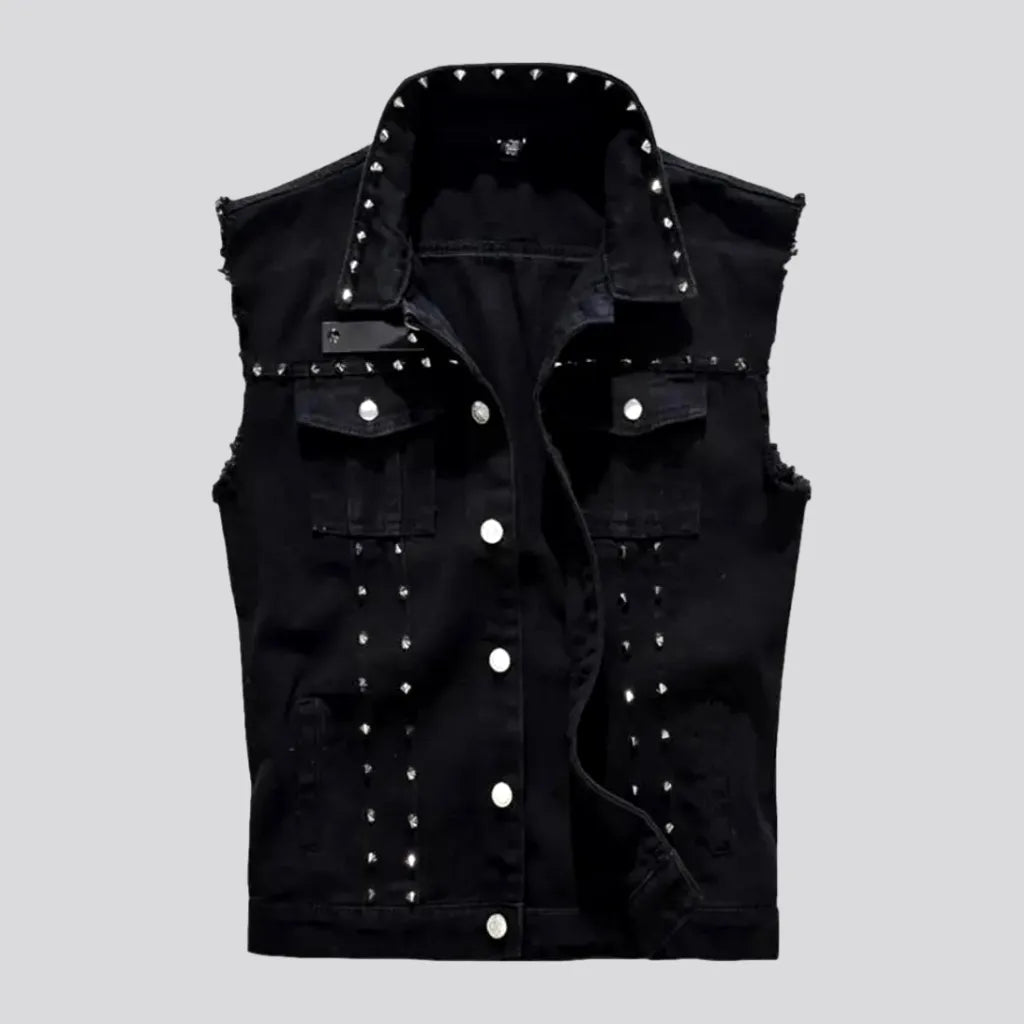 Black y2k men's denim vest | Jeans4you.shop