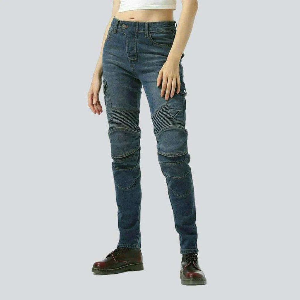 Bleached women's biker jeans | Jeans4you.shop
