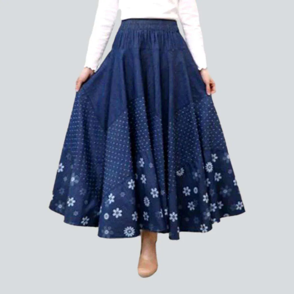Boho chic long denim skirt | Jeans4you.shop