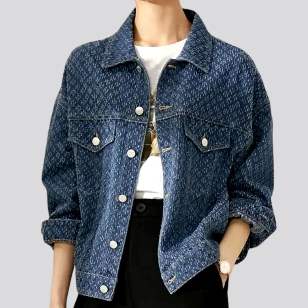 Boho medium-wash denim jacket
 for women | Jeans4you.shop