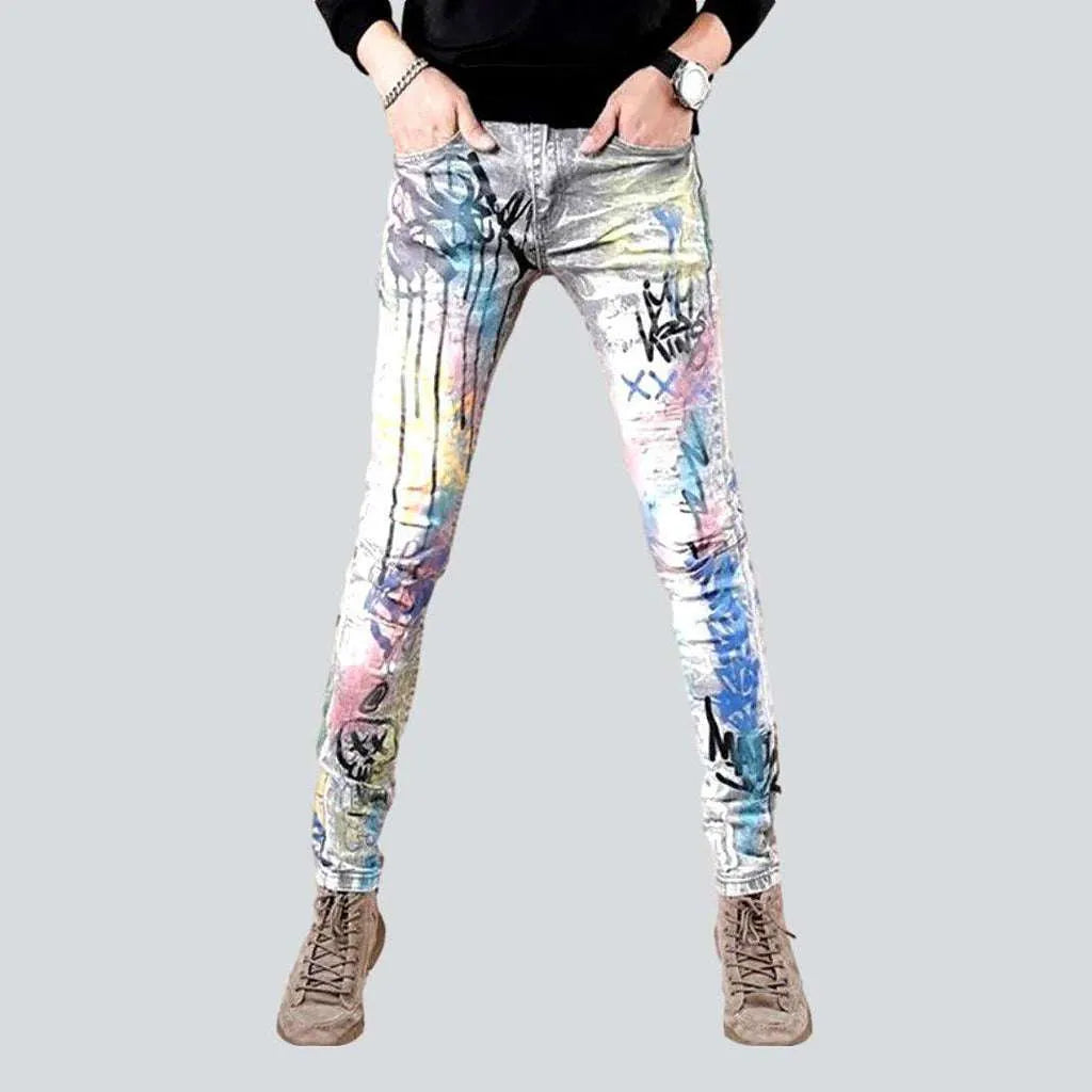 Bright color print men's jeans | Jeans4you.shop
