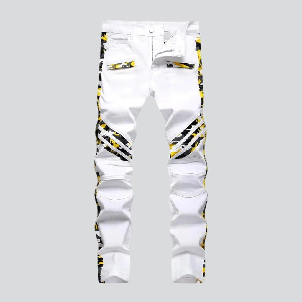 Bright print bands mid-waist jeans | Jeans4you.shop
