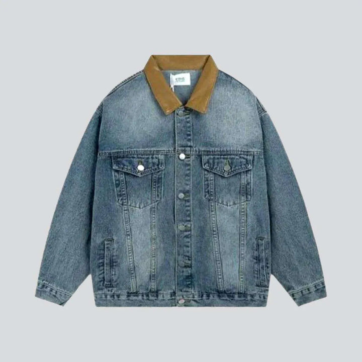Brown collar street denim jacket
 for men | Jeans4you.shop