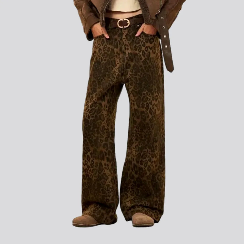Brown leopard-print jeans
 for ladies | Jeans4you.shop