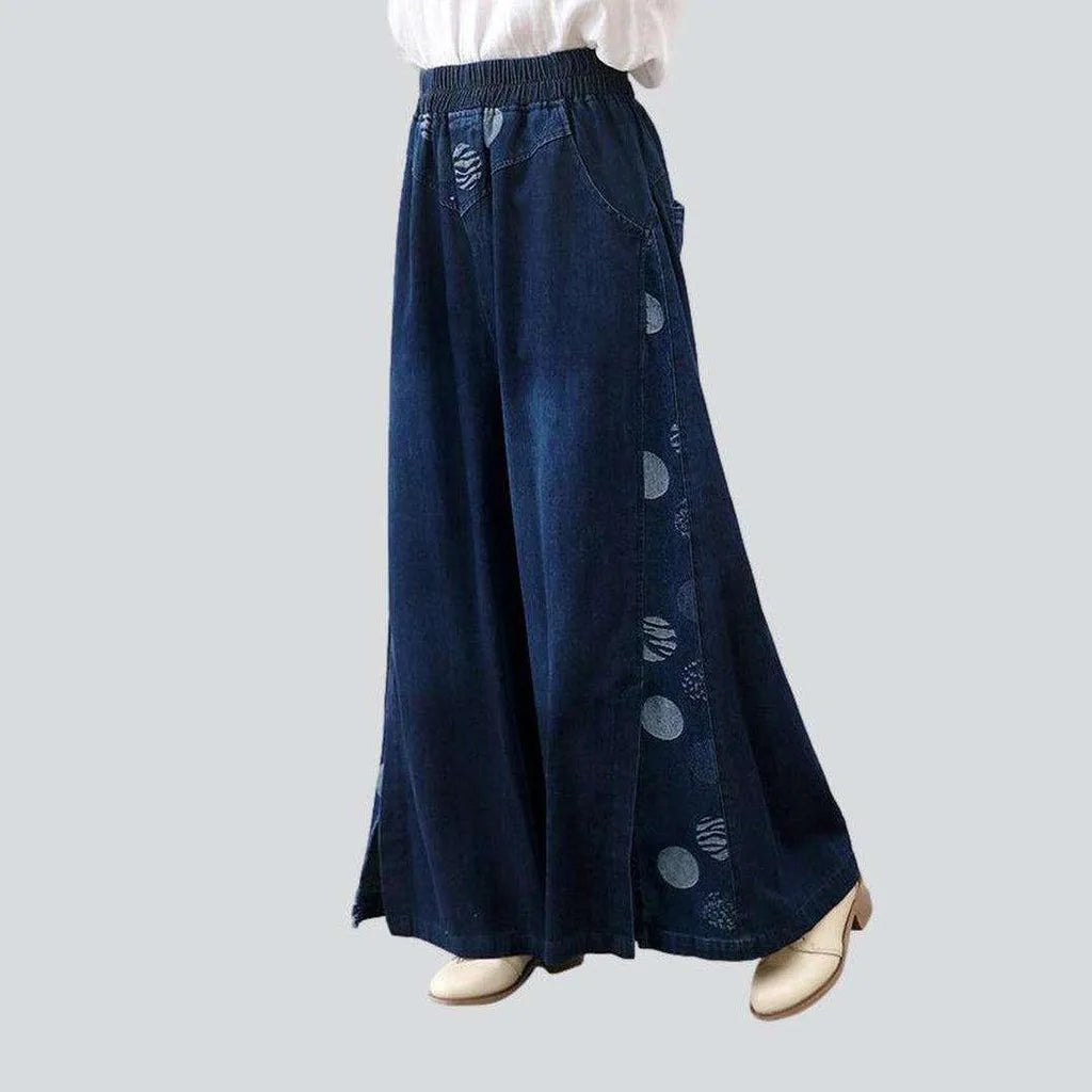 Bubble print culottes denim pants | Jeans4you.shop