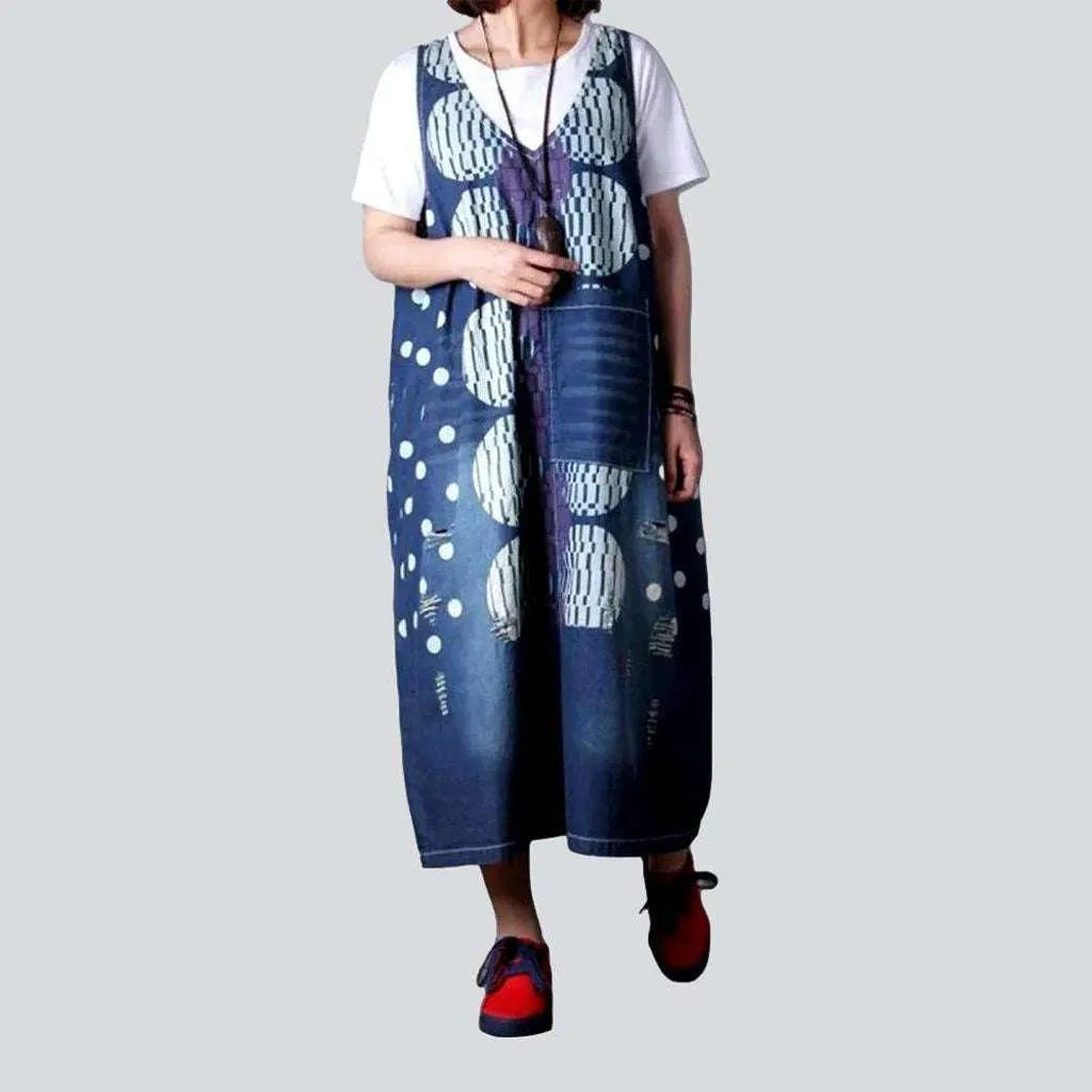 Bubble print long denim dress | Jeans4you.shop