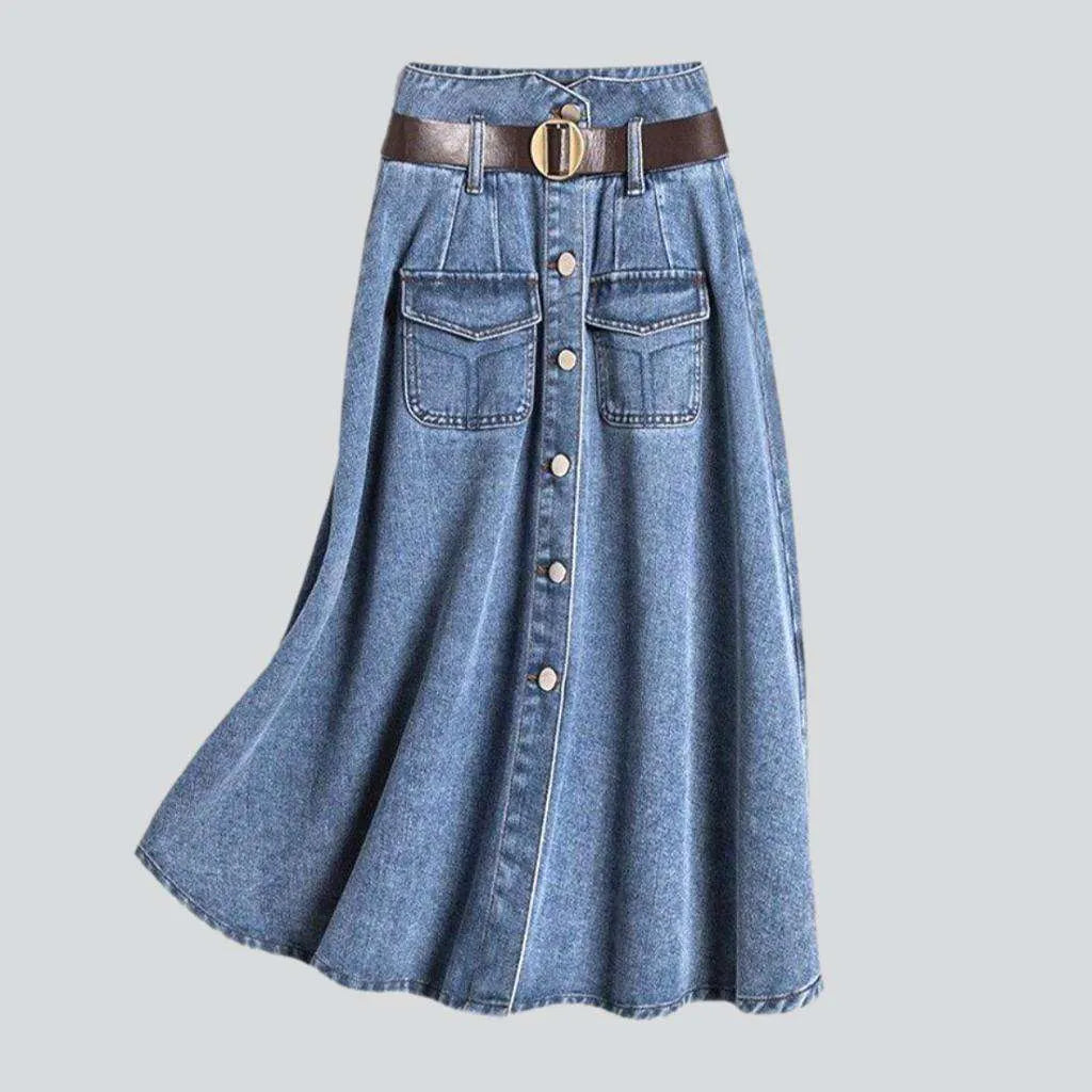 Buttons down long denim skirt | Jeans4you.shop