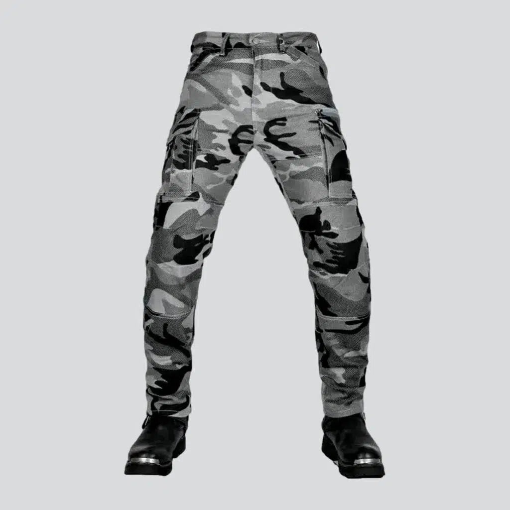 Camouflage grey moto jeans | Jeans4you.shop