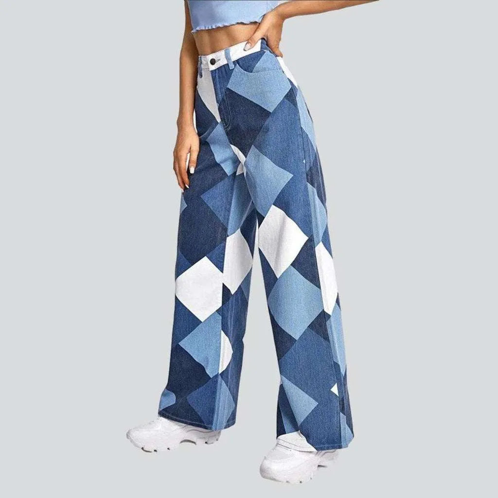 Checkered wide leg women's jeans | Jeans4you.shop