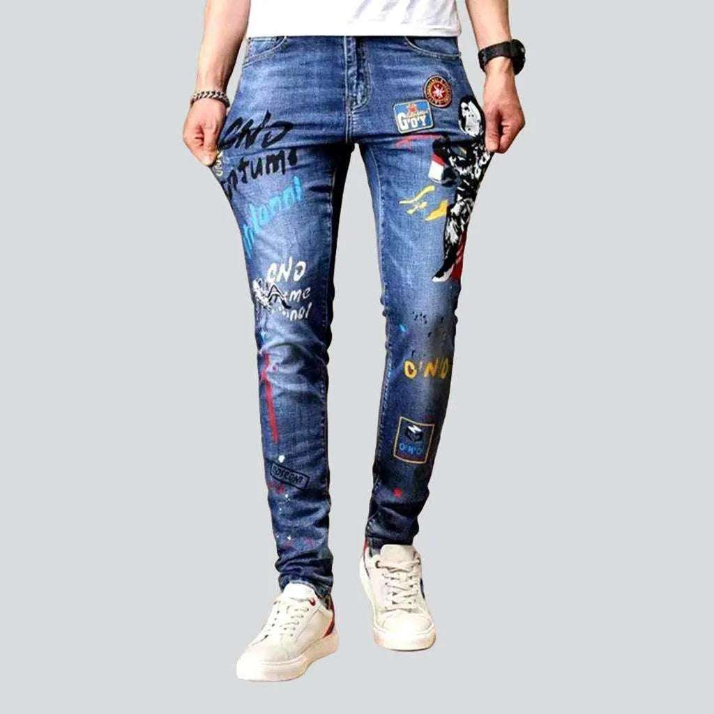 Color embroidery jeans for men | Jeans4you.shop