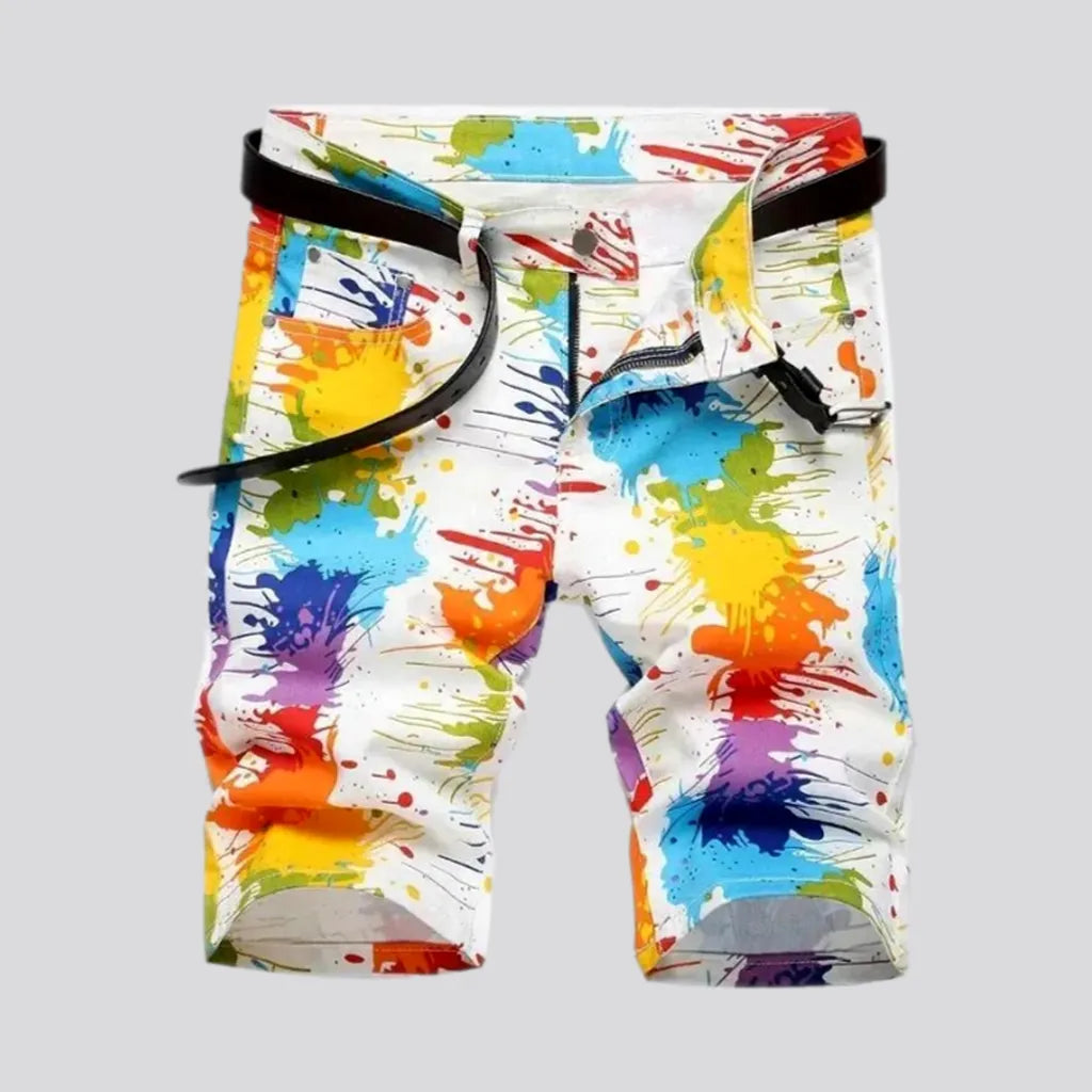 Color-stains white men's jean shorts | Jeans4you.shop
