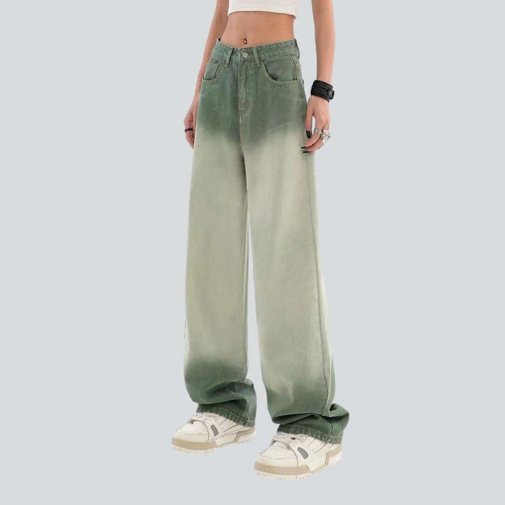 Contrast green women's baggy jeans | Jeans4you.shop