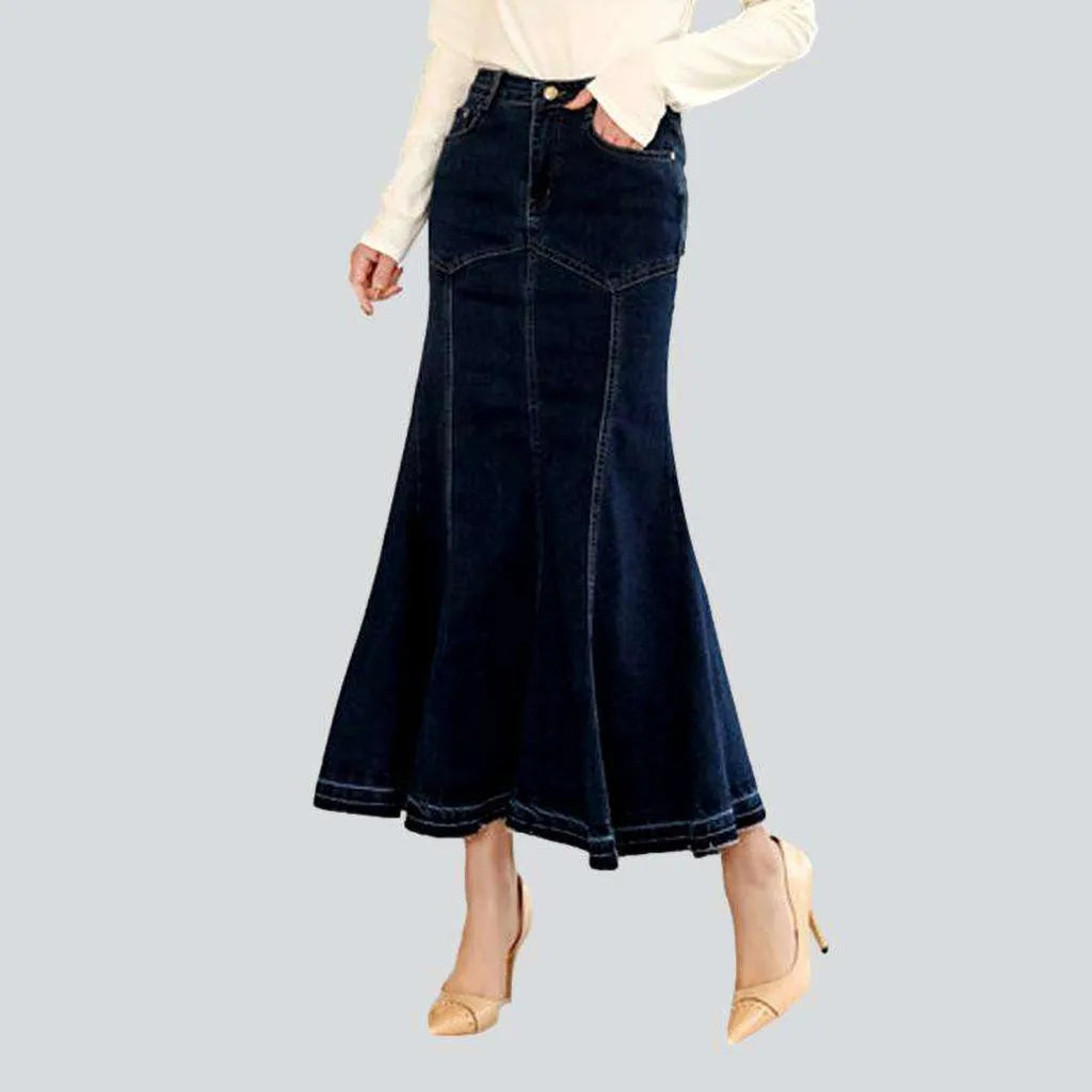Contrast stitching peplum jeans skirt | Jeans4you.shop