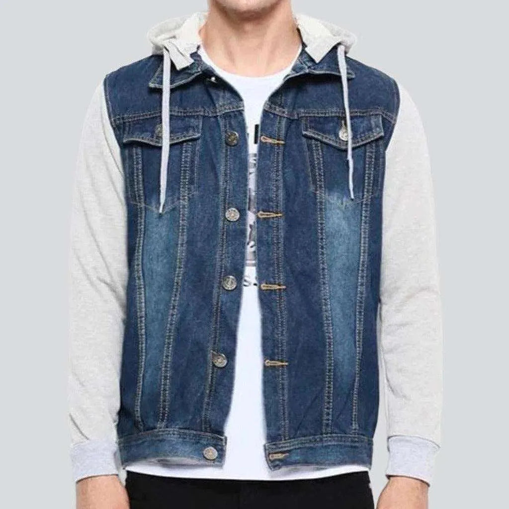 Cotton sleeve hooded denim jacket | Jeans4you.shop