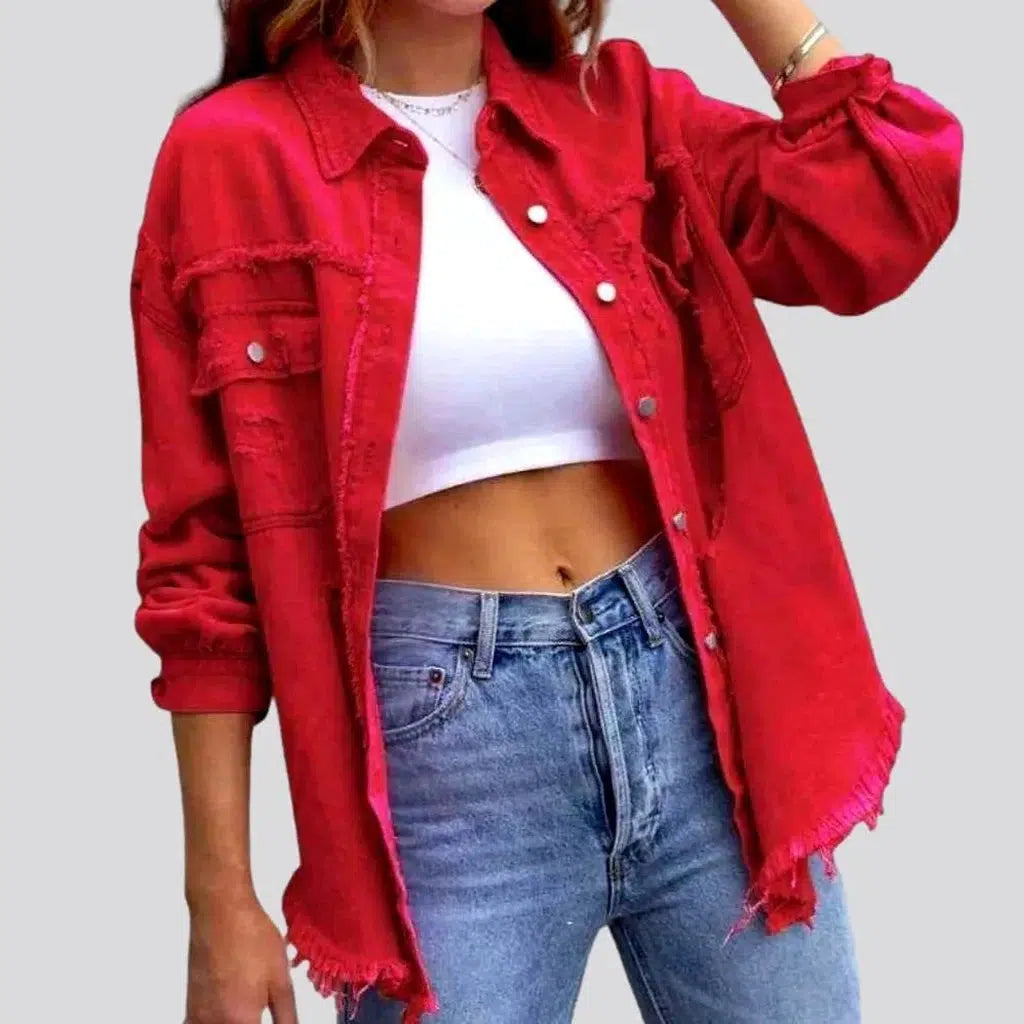 Cropped shirt-like denim jacket for ladies | Jeans4you.shop