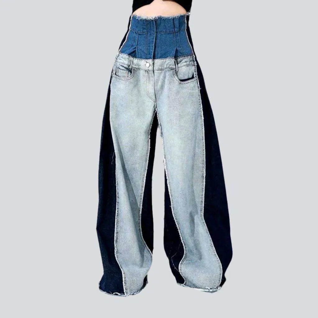 Cropped waistband baggy women's jeans | Jeans4you.shop