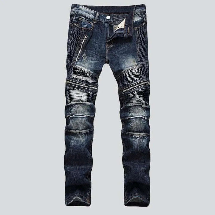 Dark blue biker jeans | Jeans4you.shop