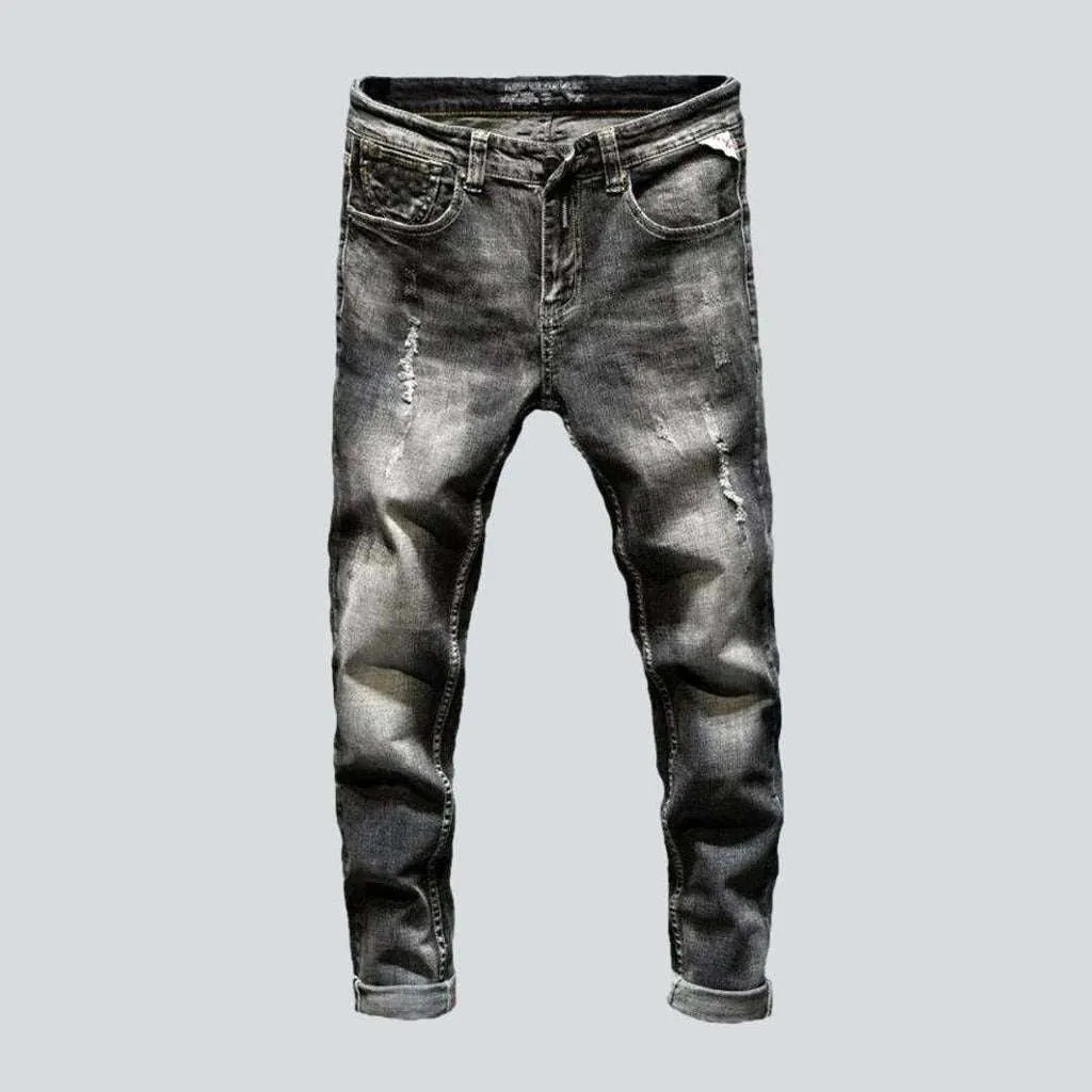 Dark grey men's torn jeans | Jeans4you.shop