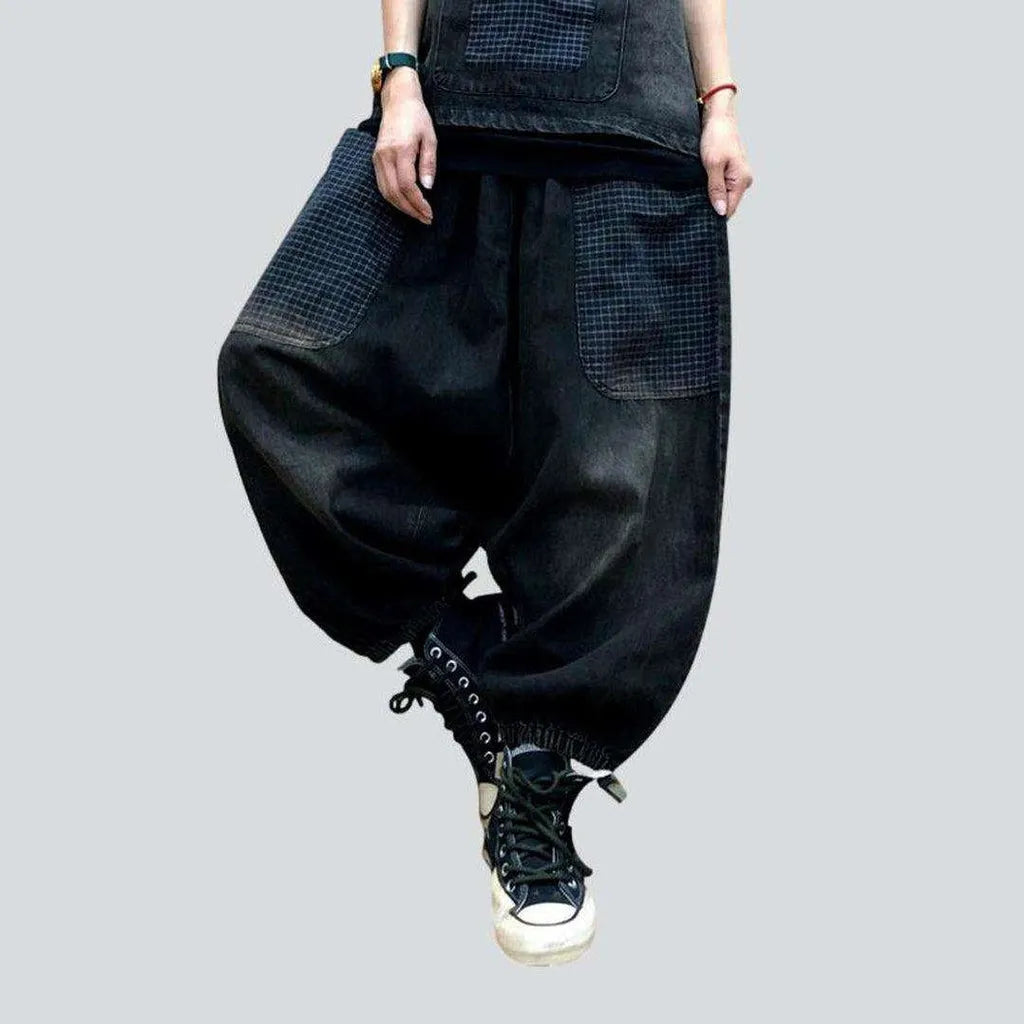 Dark patchwork harem denim pants | Jeans4you.shop