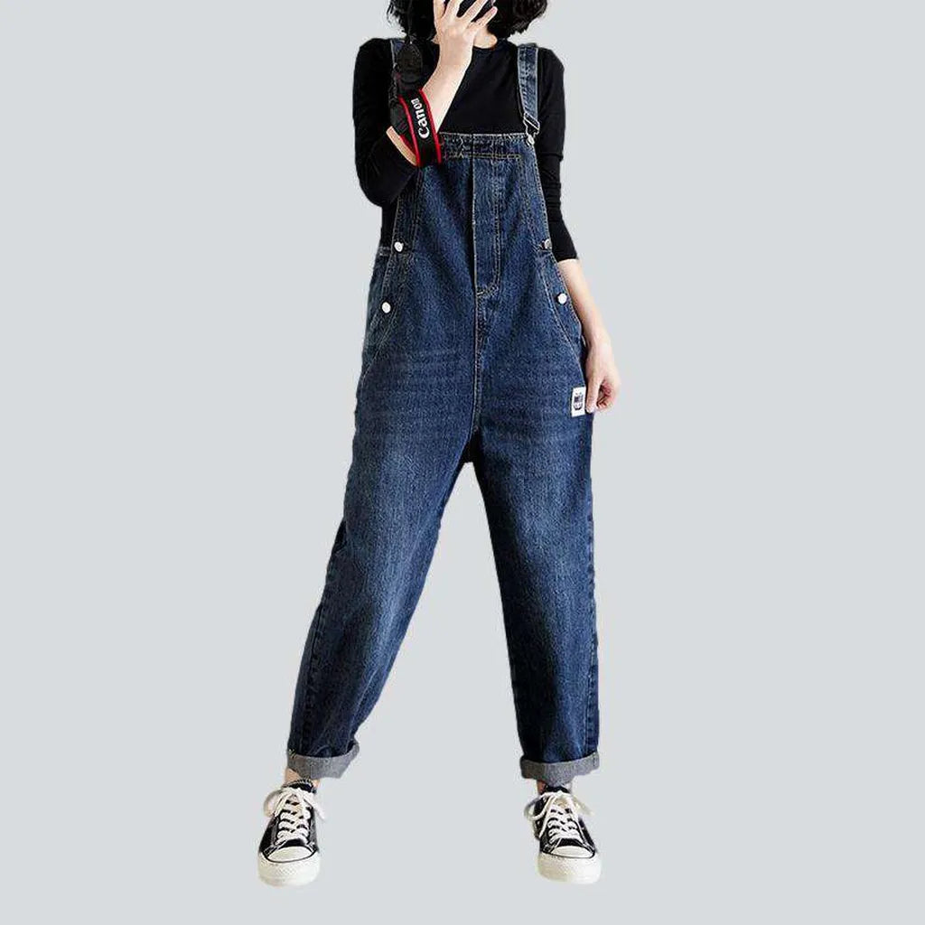 Denim dungaree with side buttons | Jeans4you.shop