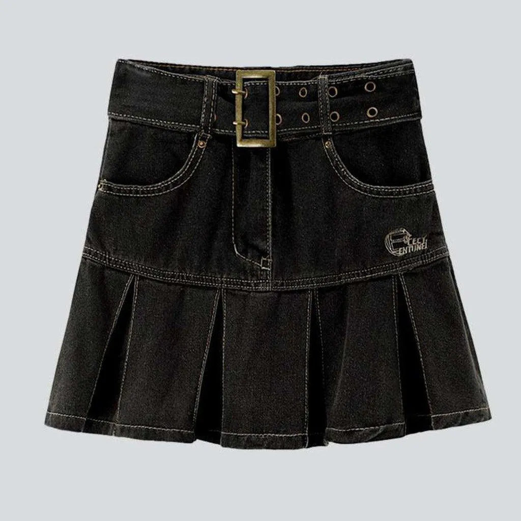 Denim skater skirt with belt | Jeans4you.shop