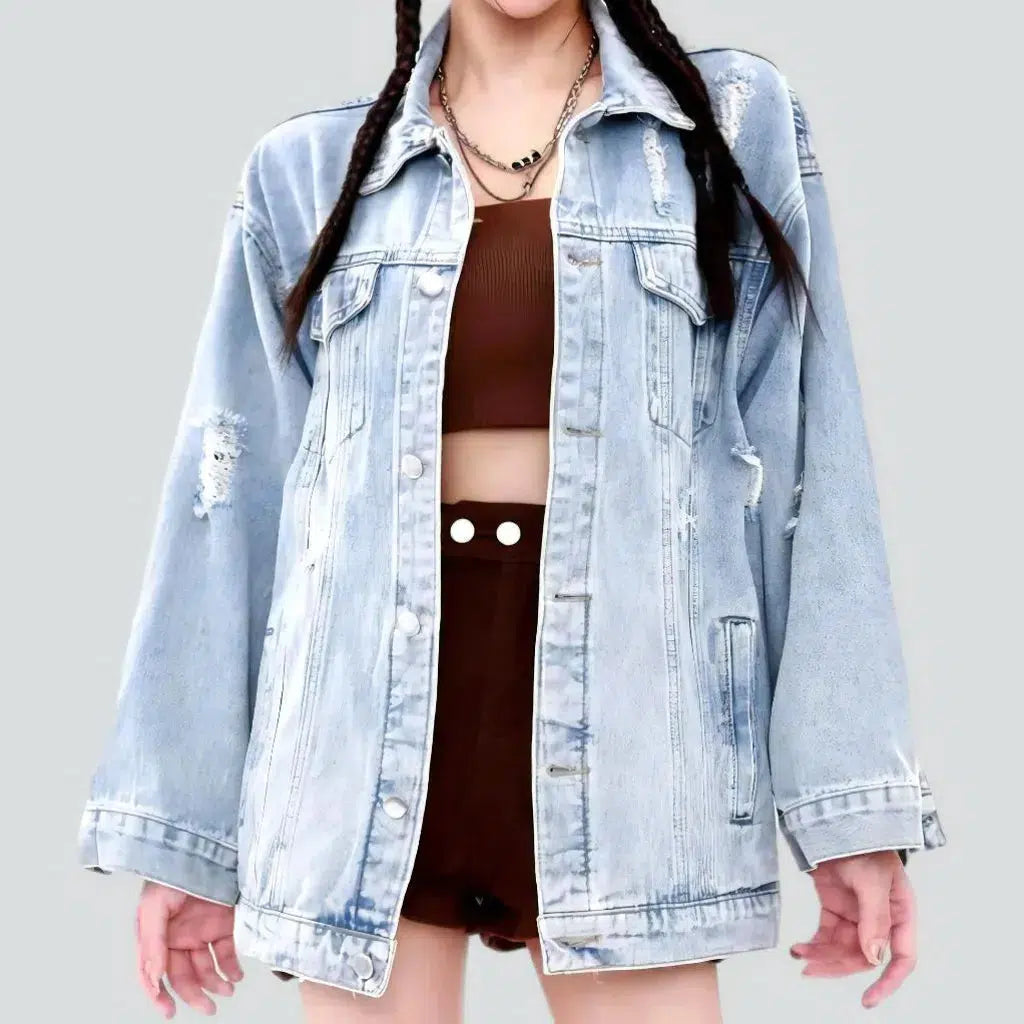 Distressed grunge jean jacket | Jeans4you.shop
