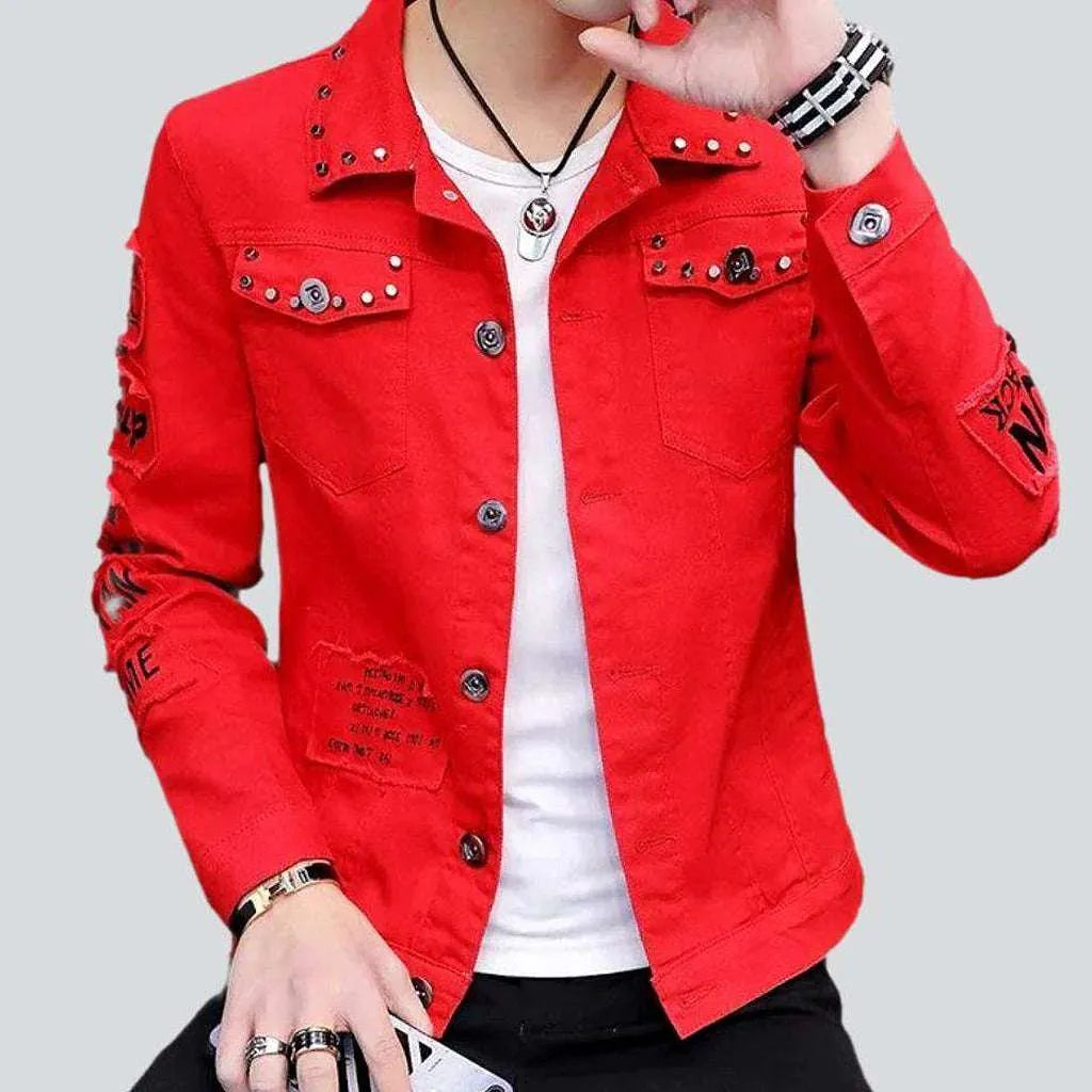 Embellished back print denim jacket | Jeans4you.shop