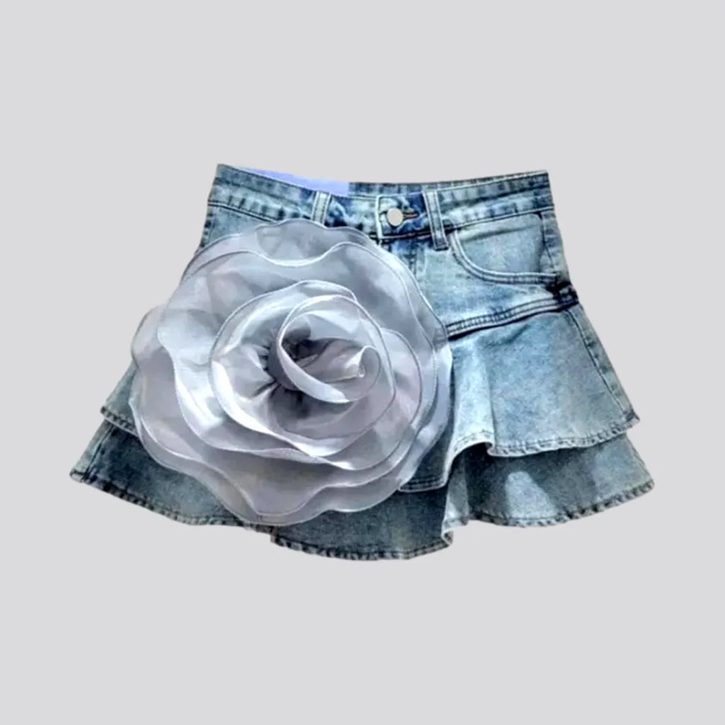 Embellished frills jean skort
 for ladies | Jeans4you.shop