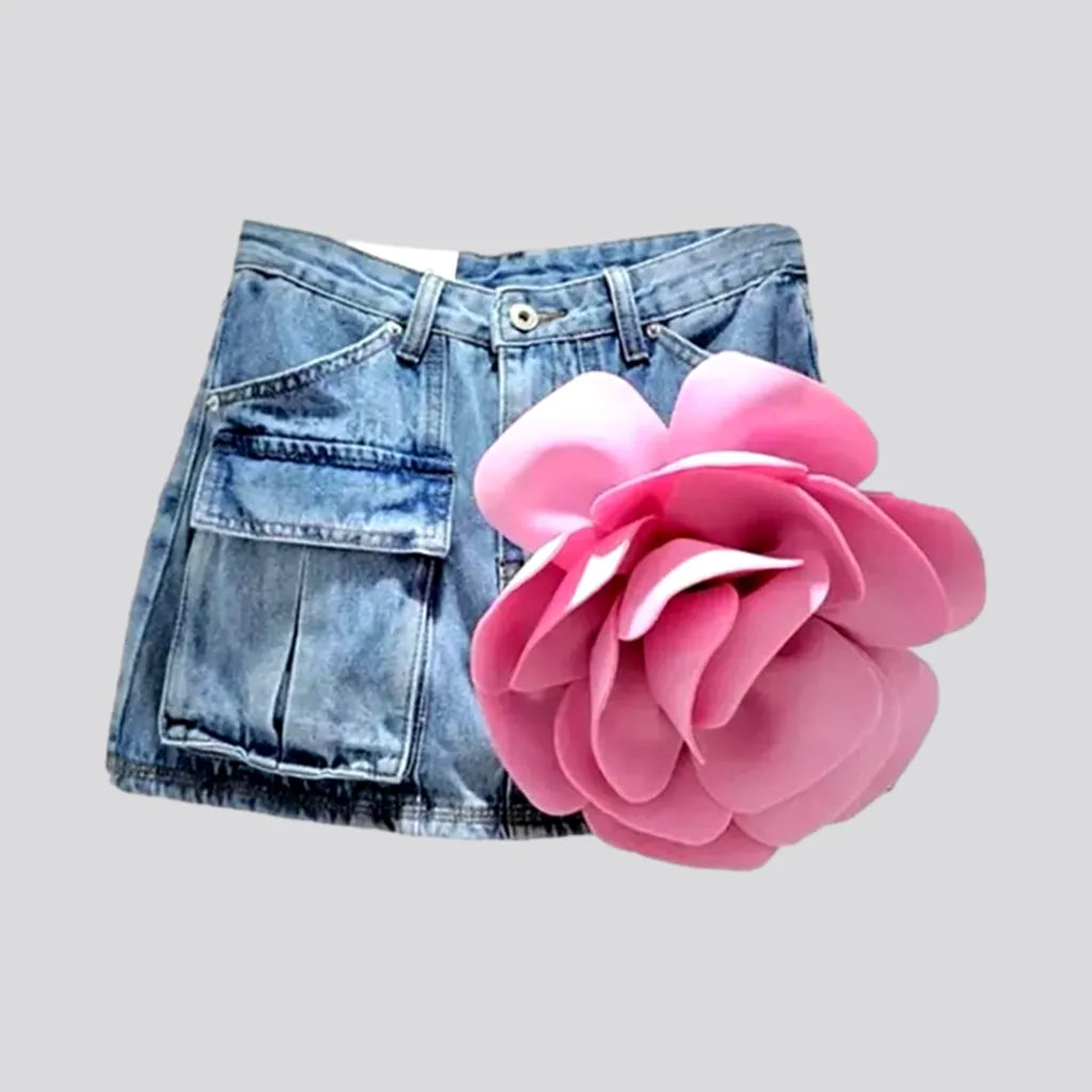 Embellished mid-waist denim skort
 for women | Jeans4you.shop