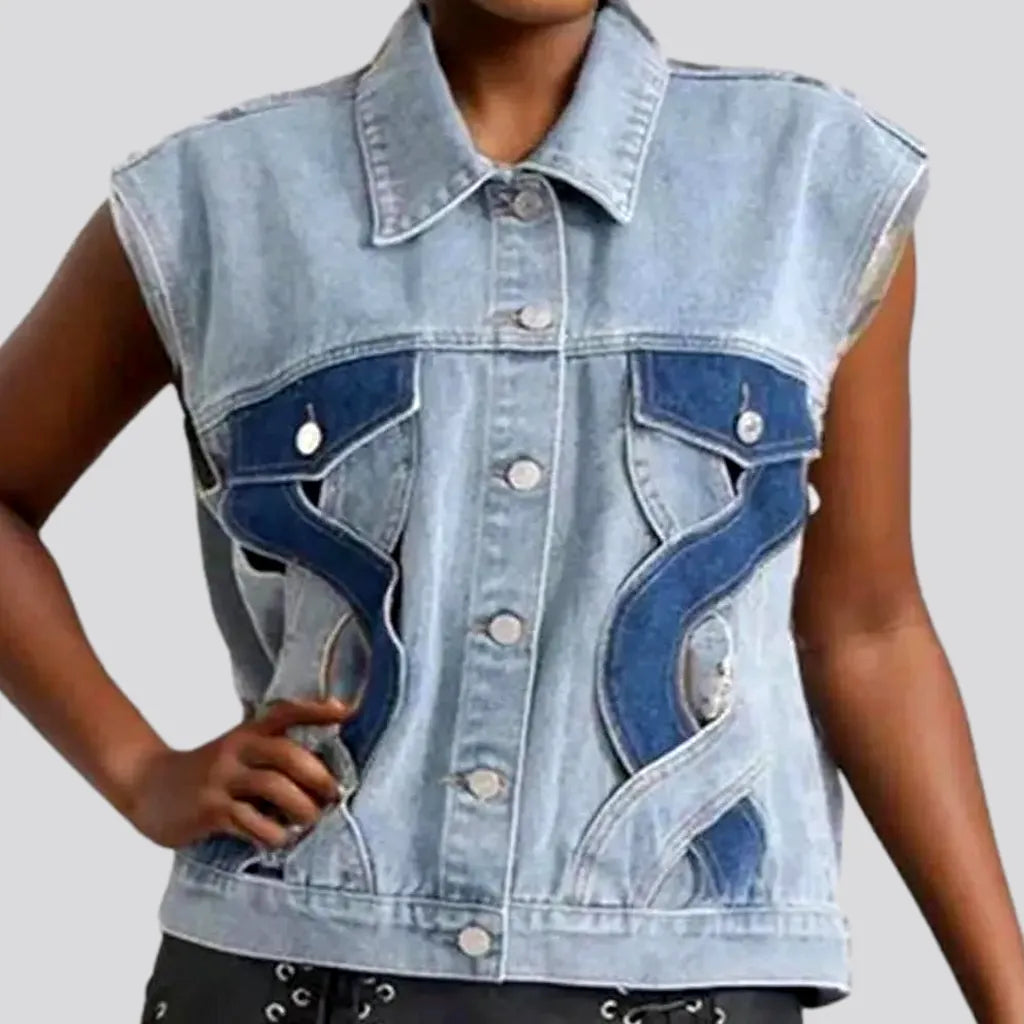 Embroidered oversized jeans vest | Jeans4you.shop