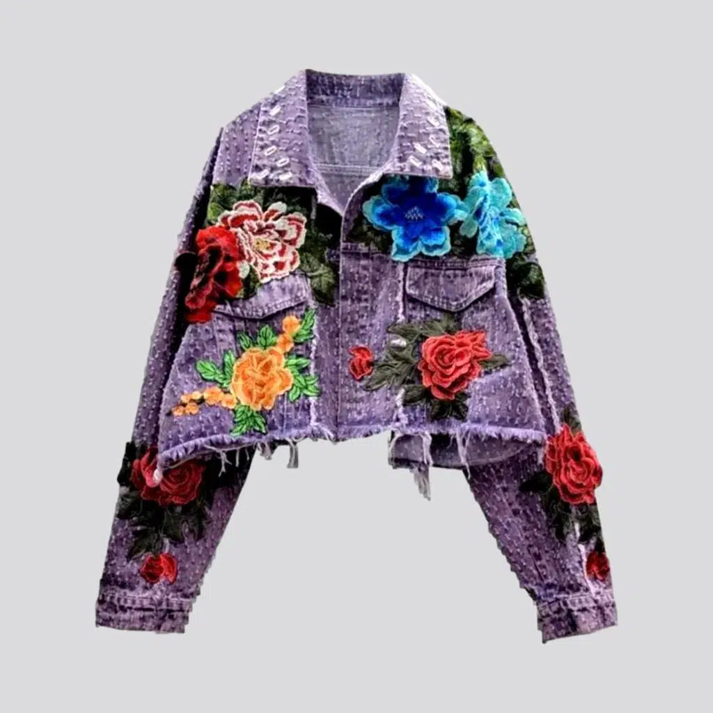 Embroidered women's jean jacket | Jeans4you.shop