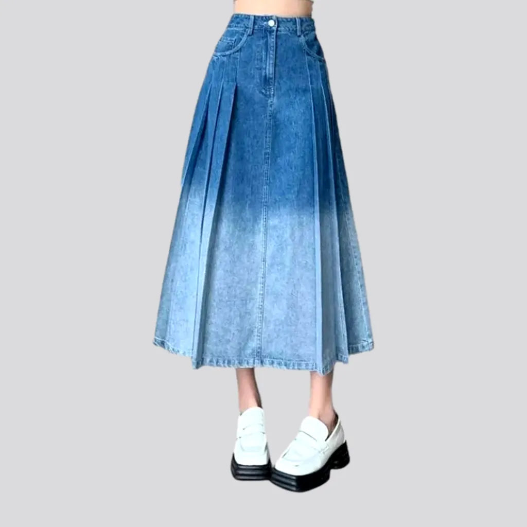 Fit-and-flare contrast denim skirt | Jeans4you.shop