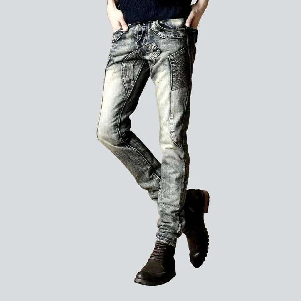 Flap pocket patchwork men's jeans | Jeans4you.shop