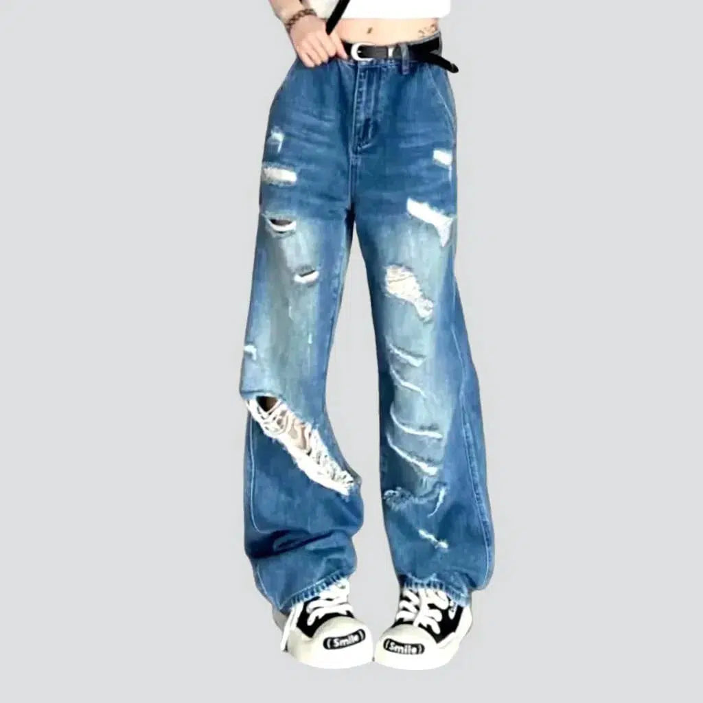 Floor-length whiskered jeans
 for women | Jeans4you.shop