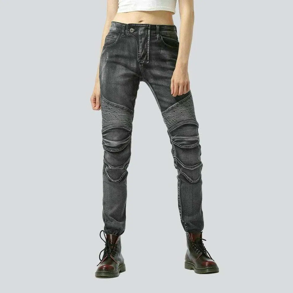 Grey women's biker jeans | Jeans4you.shop