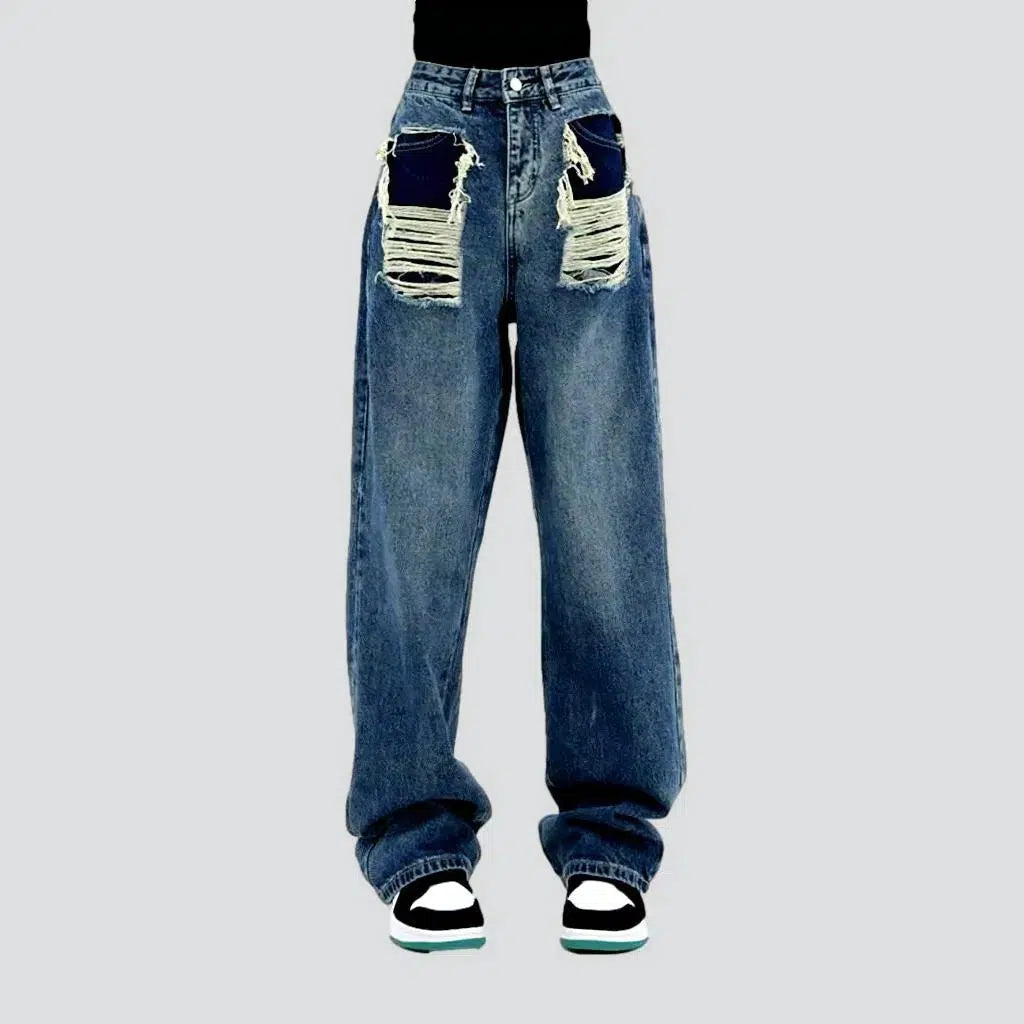 Grunge sanded jeans
 for ladies | Jeans4you.shop