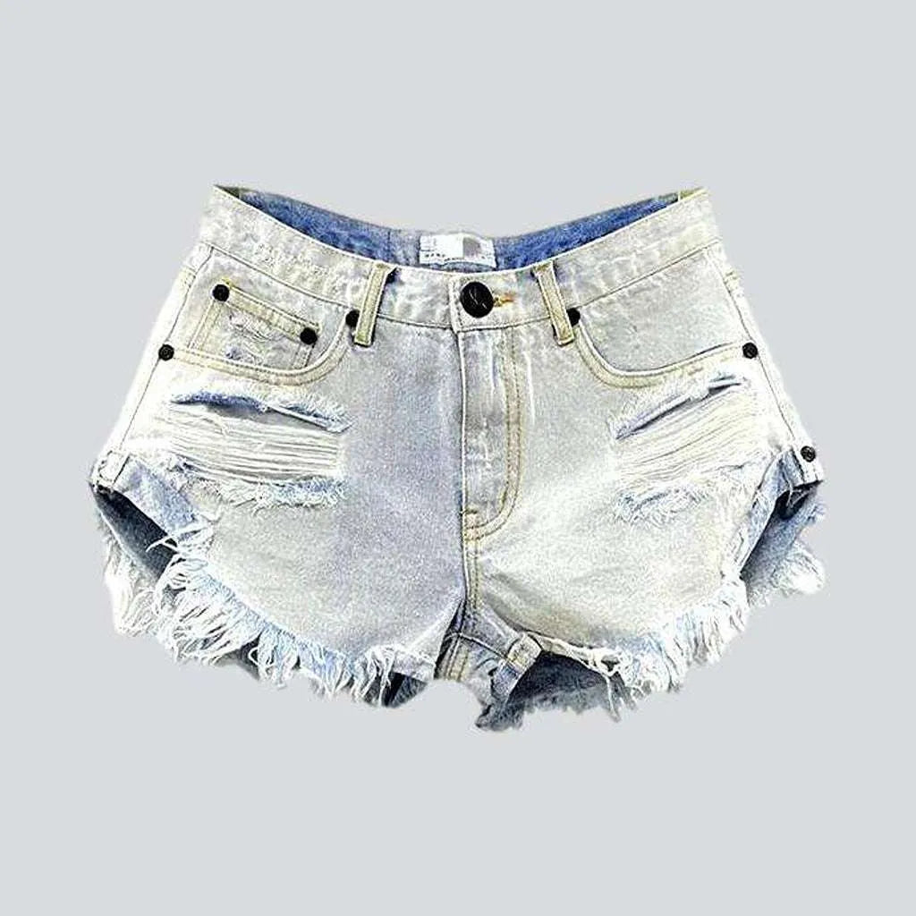 Heavy distressed women's denim shorts | Jeans4you.shop