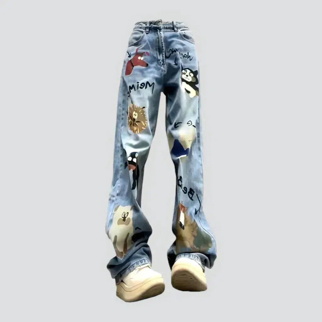 High-waist cartoon print jeans
 for women | Jeans4you.shop