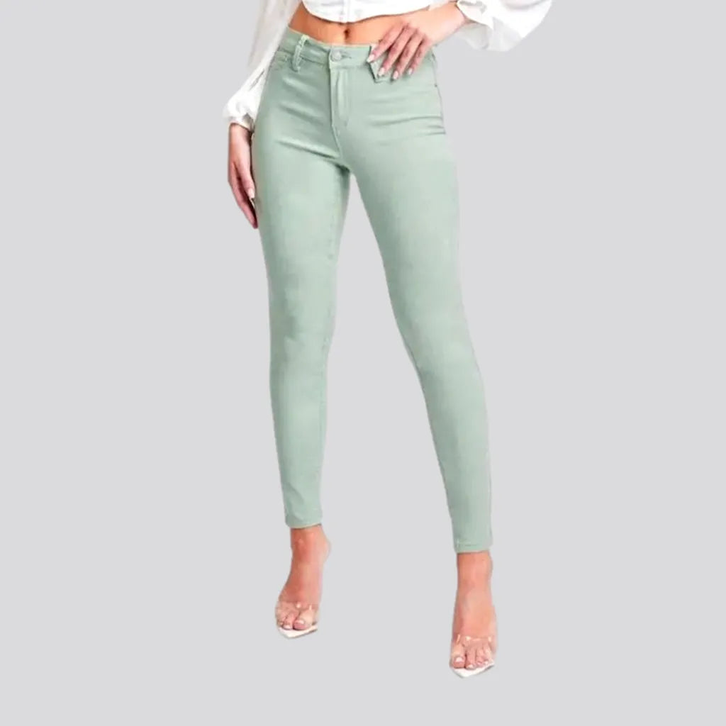 High-waist women's pale-green jeans | Jeans4you.shop