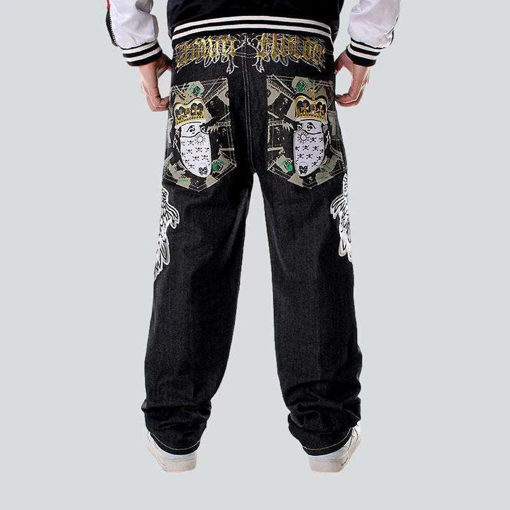 Hip-hop crown embroidery jeans | Jeans4you.shop