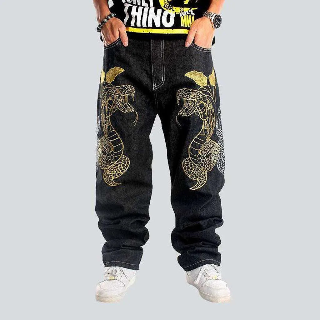 Hip-hop snake embroidery jeans | Jeans4you.shop