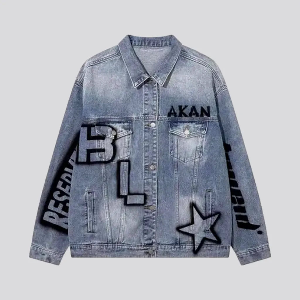 Inscribed sanded men's denim jacket | Jeans4you.shop