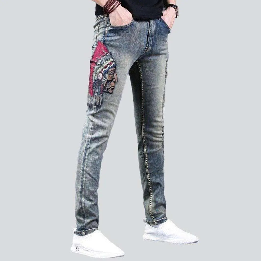 Jeans embroidered with indian | Jeans4you.shop